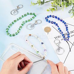 3Pcs 3 Style Glass Pearl & Lampwork & Glass Seed Beads Mobile Straps&nbsp;KEYC-OC0001-19