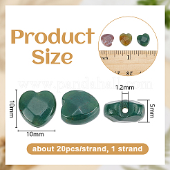 天然石インディアン瑪瑙ビーズ連売り  多面カット  ハート  10x10x5mm  穴：1.2mm  約20個/連  76.77''（195センチメートル）&nbsp;G-WH0030-54D
