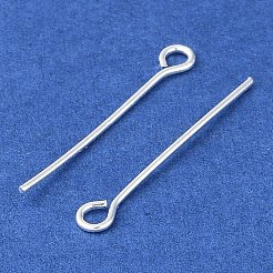 真鍮製アイピン  ジュエリー作りのための  925銀メッキ  24x0.7mm  穴：2mm&nbsp;KK-N254-48A-S