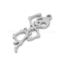 304ステンレスペンダント  スケルトンチャーム  レーザー切断  変色防止  ステンレス鋼色  26.5x11.5x1.5mm  穴：1.5mm&nbsp;STAS-U041-02A-P