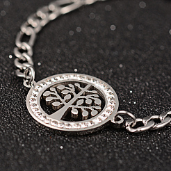 Tree of Life 304 Stainless Steel Link Bracelets&nbsp;BJEW-L576-22P