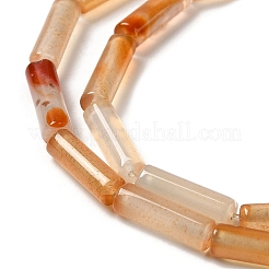天然石瑪瑙ビーズ連売り  コラム  染め＆加熱  砂茶色  13~14x4mm  穴：1mm  約28個/連  15.12''（38.4センチメートル）&nbsp;G-E612-B13-E