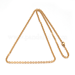 304ステンレススチールアズキチェーンネックレス  カニカン付き  ゴールドカラー  19.6インチ（50cm）  2mm&nbsp;NJEW-M151-02G