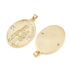 Brass Micro Pave Clear Cubic Zirconia Pendants&nbsp;KK-L275-59G-01