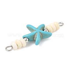 10Pcs 2 Colors Dyed Synthetic Turquoise Starfish Rondelle Beaded Connector Charms&nbsp;PALLOY-JF04014