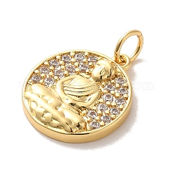 Brass Micro Pave Clear Cubic Zirconia Pendants&nbsp;KK-M278-05B-G
