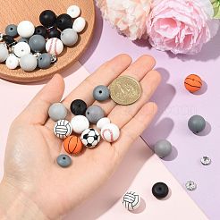 50Pcs 19 Styles Balls Silicone & Brass Rhinestone Spacer Beads Findings Kits&nbsp;DIY-FS0010-48
