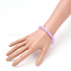 アクリルストレッチビーズブレスレット  ラウンド  ライラック  内径：2-1/8インチ（5.4cm）  ビーズ：8mm&nbsp;BJEW-JB05714-06