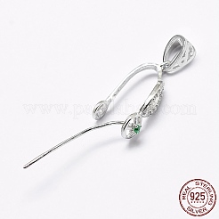 Anti-Tarnish Rhodium Plated 925 Sterling Silver Micro Pave Cubic Zirconia Pendant Bails&nbsp;STER-P034-41P
