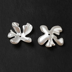 オペークアクリルビーズキャップ  模造パール  花  雪  20x19x5.5mm  穴：1.5mm&nbsp;X-OACR-H016-01