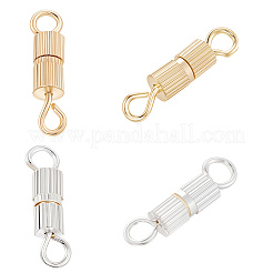 40色の真鍮製ネジ留め具2個  コラム  ゴールデン＆シルバー  14x3mm  穴：2mm  20個/カラー&nbsp;KK-BBC0019-29