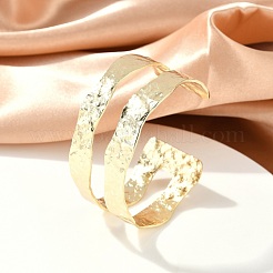Rack Plating Brass Open Cuff Bangle for Women&nbsp;BJEW-A137-01G