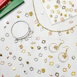 ハート型DIYジュエリー作りキット  合金ペンダントとコネクターチャームを含む  ミックスカラー  8.5~24x8~31x1~4mm  穴：1.2~1.8mm  60個/袋  2bags&nbsp;FIND-SZ0004-01