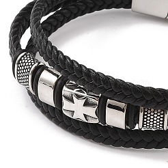 Braided Microfiber Leather Multi-strand Bracelets&nbsp;BJEW-B096-04B