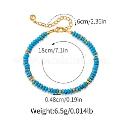 Handmade Dyed Natural Imperial Jasper Rondelle Beaded Bracelets with 304 Stainless Steel End Chains&nbsp;XL9343-2