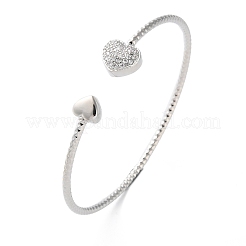 Clear Cubic Zirconia Open Cuff Bangle&nbsp;BJEW-G737-01P-01