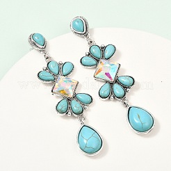 Alloy Synthetic Turquoise Dangle Stud Earrings&nbsp;EJEW-U053-05AS