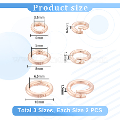 6個、3つのスタイル、925つのスターリングシルバーツイスタークラスプ  リング  ローズゴールド  6~10x1.4~1.5mm  内径：3.5~6mm  2個/スタイル&nbsp;STER-PH0003-73RG