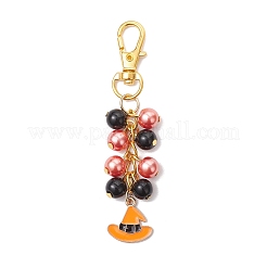 8Pcs Halloween Glass Pearl & Alloy Enamel Pendant Decorations&nbsp;HJEW-JM03685