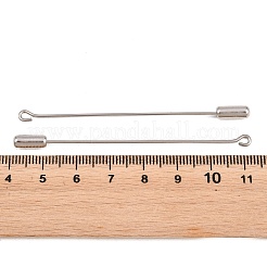 201ステンレススチール製アイピンピンクラッチブローチ金具  ラペルピン、プラグ付きタイタック  ステンレス鋼色  70x4mm  穴：1.8x2.2mm&nbsp;STAS-D266-01P-02