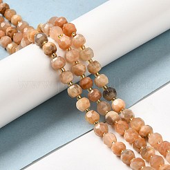 天然石サンストーンビーズ連売り  シードビーズで  ファセットロンデル  7~8x5~6mm  穴：1mm  約45~46個/連  14.57''~14.96''（37~38センチメートル）&nbsp;G-P508-A21-01