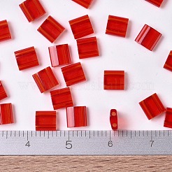 MIYUKIティラビーズ  日本製シードビーズ  2穴  （tl140)透明赤オレンジ  5x5x1.9mm  穴：0.8mm  約118個/10g&nbsp;X-SEED-J020-TL140