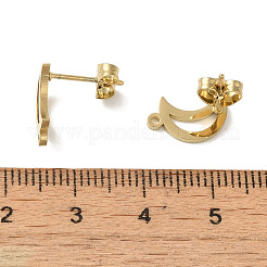 イオンプレーティング（IP）304ステンレススチールスタッドピアス金具  ムーン  ゴールドカラー  11.5x7.5mm  穴：1.2mm  ピン：0.7x11mm&nbsp;STAS-I206-64G
