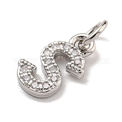 Initial Letter Brass with Cubic Zirconia Charms&nbsp;KK-Q814-26S-P
