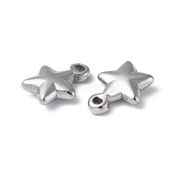 変色しない304ステンレススチールチャーム  星のチャーム  ステンレス鋼色  10.5x8x3mm  穴：1mm&nbsp;X-STAS-C066-19P