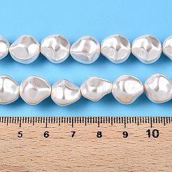 透明スプレー塗装ガラスビーズ連売り  多面カット  ナゲット  フローラルホワイト  12.5x11.5x9.5mm  穴：1mm  約34個/連  15.94~16.14インチ（40.5~41cm）&nbsp;GLAA-N001-31