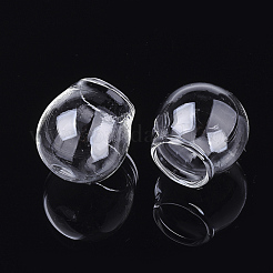 手作りの1穴吹きガラス球形ボールボトル  ガラスバイアルペンダント作り用  ラウンド  透明  21~22x19~20mm  穴：8.5mm&nbsp;BLOW-T001-30A