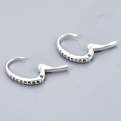 真鍮製キュービックジルコニアフレンチピアスパーツ  カン付き  透明  銀  14.5x9.5x2mm  穴：0.8mm  ピン：0.9mm&nbsp;KK-S340-39S