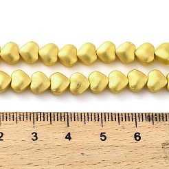 電気メッキガラスビーズセット  ハート  マット黄金  6x6.5x4mm  穴：0.8mm  約69個/連  15.04''（38.2センチメートル）&nbsp;EGLA-H109-12H-01