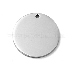 乳がんピンクリボンスタイル201ステンレススチールペンダント  フラットラウンド  ステンレス鋼色  ショッキングピンク  25x1mm  穴：1.8mm&nbsp;STAS-J041-03C