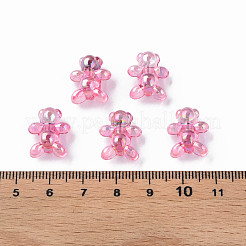 透明なアクリルビーズ  ABカラーメッキ  クマ  ショッキングピンク  16x13x8.5mm  穴：2mm  約700個/500g&nbsp;MACR-S154-127-C01