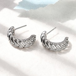 Brass Micro Pave Clear Cubic Zirconia Stud Earrings&nbsp;EJEW-P322-08P