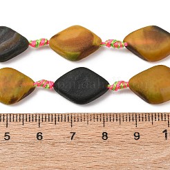 天然バンデットアゲートビーズ連売り  染め＆加熱  菱形  ゴールデンロッド  15~18x11.5~13x5~6.5mm  穴：1.5mm  約16個/連  14.17''（36センチメートル）&nbsp;G-B177-C03-01