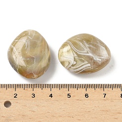 アクリル天然石風ビーズ  オーバル  ツートン  淡い茶色  30~31x25x10.5~11mm  穴：2mm  約92個/500g&nbsp;MACR-K359-68A