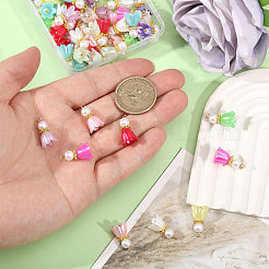 アクリル＆プラスチックペンダント60個  花  ミックスカラー  19mm  穴：2.5mm&nbsp;PALLOY-CA00040