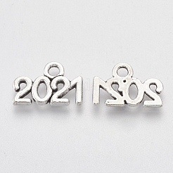 チベット風合金チャーム  数2021  鉛フリー＆カドミウムフリー  アンティークシルバー  9.5x13.5x1.5mm  穴：1.8mm  約2000個/1000g&nbsp;TIBE-T010-36AS-RS