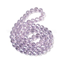 電気メッキガラスビーズセット  多面カット  ラウンド  プラム  8.5mm  穴：1.2mm  約69~71個/連  21.26''~21.97''（54~55.8センチメートル）&nbsp;X-EGLA-Q129-01B
