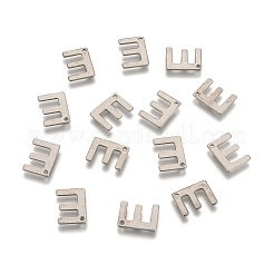 変色しにくい304ステンレススチールの文字チャーム  文字.e  11x8x0.8mm  穴：1mm&nbsp;X-STAS-O072-E