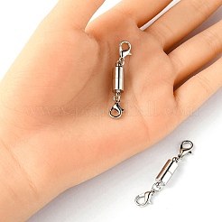 真鍮製マグネットクラスプ  ダブルカニカン付き  コラム  プラチナ  45x7.5x6mm  カニカン:約11.8x7.5x2.8mm&nbsp;KK-YW0001-58S