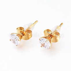 Brass Cubic Zirconia Pendant Necklace & Stud Earring Jeweley Sets&nbsp;SJEW-L154-11G