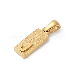 304ステンレスペンダント  ゴールドカラー  文字チャーム付きの長方形  文字J  17.5x6.5x3mm  穴：3x6mm&nbsp;STAS-Z120-03J-G
