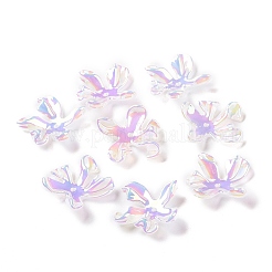 レインボー虹色メッキアクリルビーズキャップ  5花びら  花  カラフル  21x20x5mm  穴：1.5mm&nbsp;OACR-A017-09