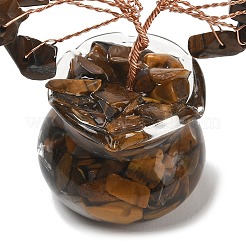 Natural Tiger Eye Chips Tree of Life Decorations&nbsp;DJEW-Z007-02P