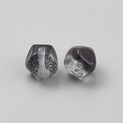 透明樹脂ビーズ  ナゲット  多面カット  シルバーグリッターパウダーで  ブラック  10x10x10mm  穴：1.8mm&nbsp;RESI-CJC0816-001B