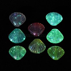 UVメッキの虹色で蓄光透明アクリルビーズ  グリッターパウダー付き  暗闇で光る  ミックスカラー  シェル形状  14.5x16.5x7.5mm  穴：1.6mm&nbsp;OACR-G033-06F