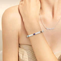 ハンドメイド ポリマークレイ ヘイシ サーファー ストレッチ ブレスレット  女性用ランプワークナザールボンジュウビーズプレッピーブレスレット  カラフル  内径：2-1/8インチ（5.4cm）&nbsp;BJEW-TA00223
